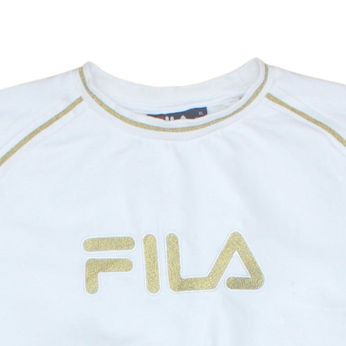 Fila Womens White Gold Trim Crew Neck Sweatshirt XL