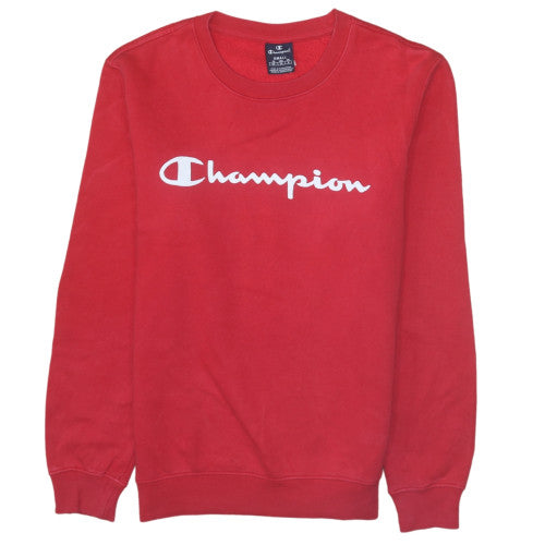 Champion Men's Red Small Crew Neck Classic Logo Sweatshirt