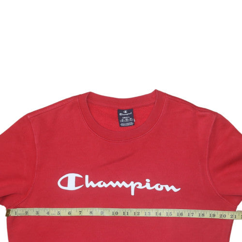 Champion Men's Red Small Crew Neck Classic Logo Sweatshirt
