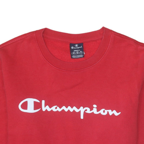 Champion Men's Red Small Crew Neck Classic Logo Sweatshirt