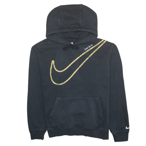 Nike Women's Black Gold Logo Pullover Hoodie Size M - Just Do It
