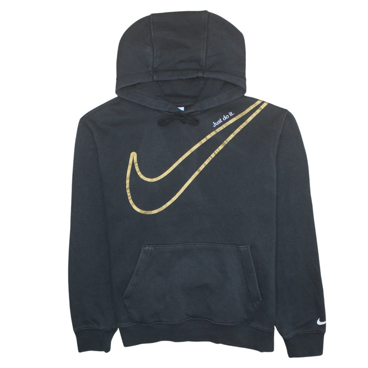 Nike Women's Black Gold Logo Pullover Hoodie Size M - Just Do It