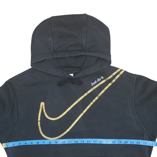 Nike Women's Black Gold Logo Pullover Hoodie Size M - Just Do It