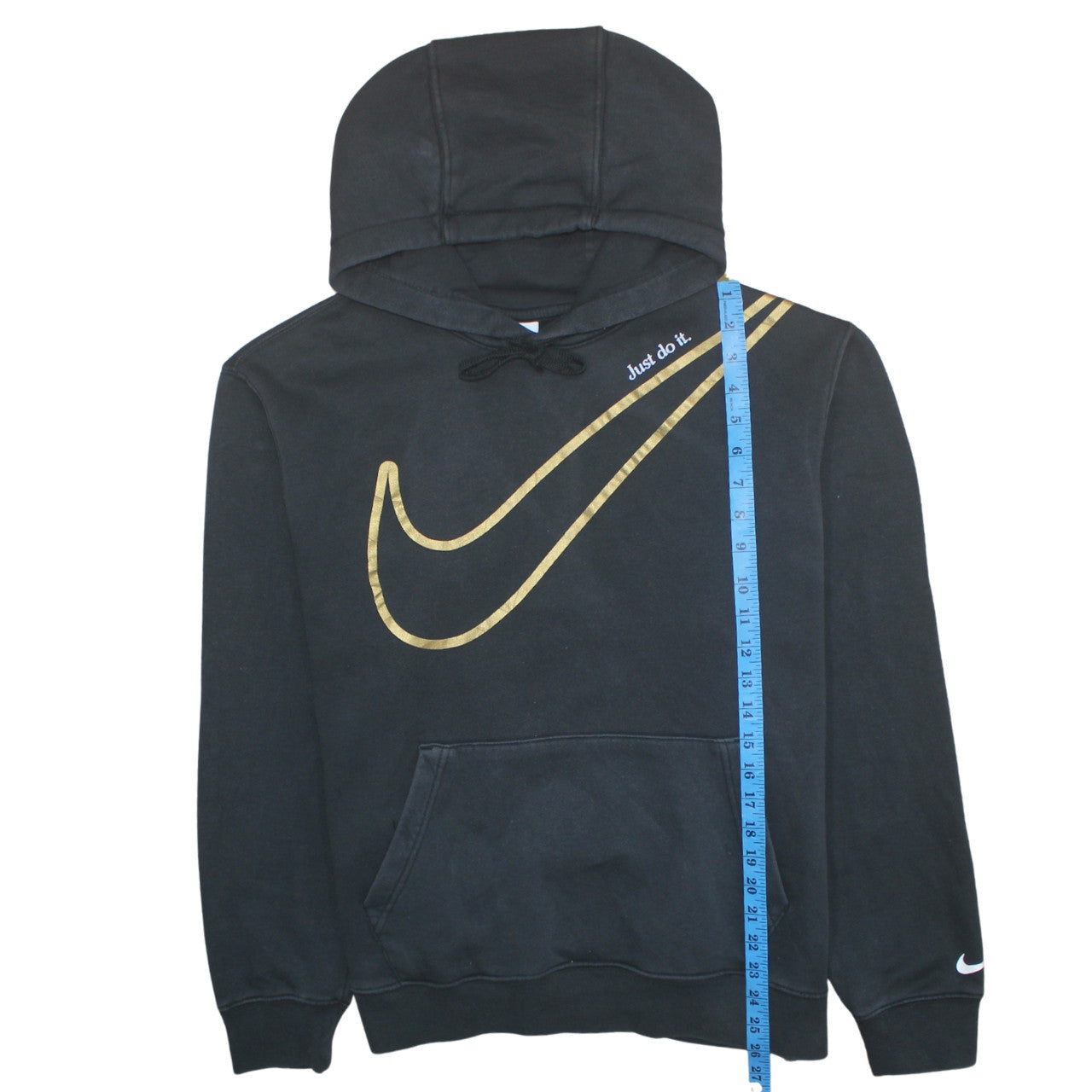 Nike Women's Black Gold Logo Pullover Hoodie Size M - Just Do It