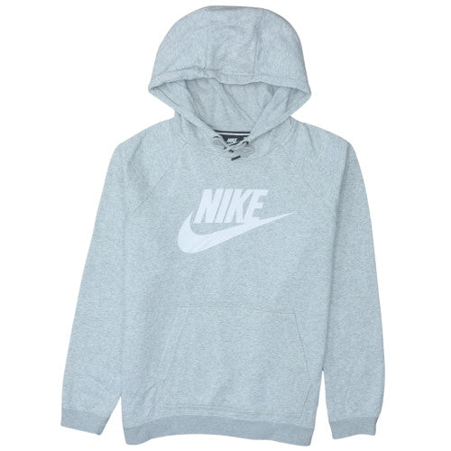 Nike Men's Grey Pullover Hoodie L Logo Fleece Sweatshirt