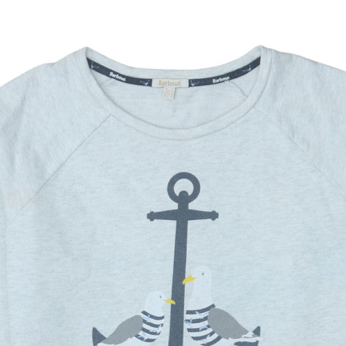Barbour Women's Light Grey Anchor Print Cotton Sweatshirt UK 14