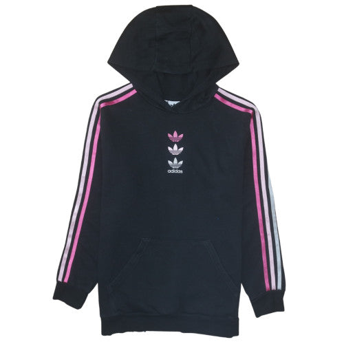 Adidas Girls Black Pullover Hoodie 15-16 Years Hooded Fleece Logo Sweatshirt