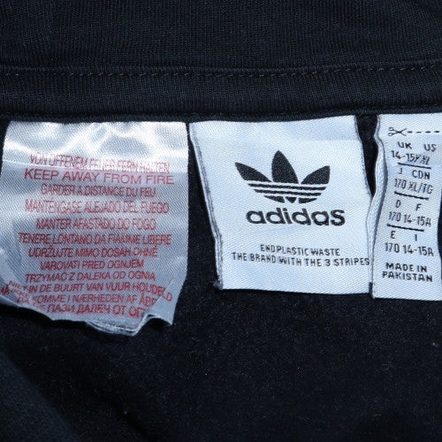 Adidas Girls Black Pullover Hoodie 15-16 Years Hooded Fleece Logo Sweatshirt