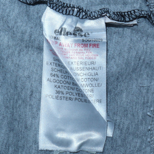 Ellesse Mens Grey Black Pullover Hoodie L Logo Sportswear