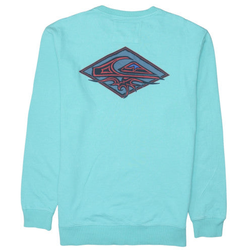 Quiksilver Men's Blue Crew Neck Graphic Pullover Sweatshirt M