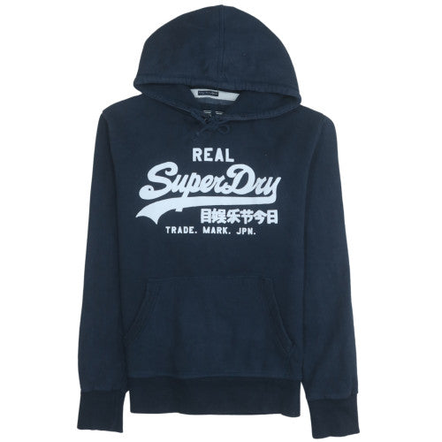 Superdry Men's Blue Pullover Hoodie Medium Vintage Logo
