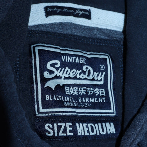 Superdry Men's Blue Pullover Hoodie Medium Vintage Logo