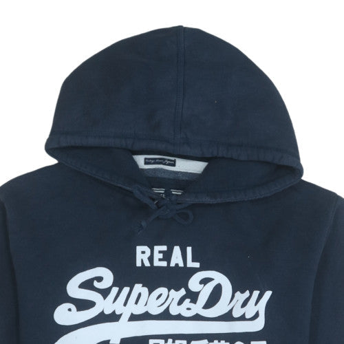 Superdry Men's Blue Pullover Hoodie Medium Vintage Logo