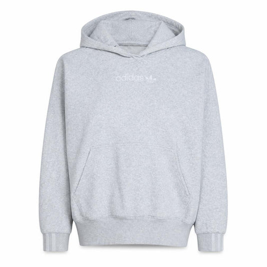 Front view of Adidas Women Grey Pullover Hoodie, size 18L, Hooded Sweatshirt