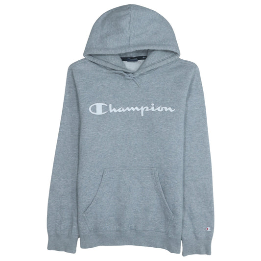 Champion Men's Grey Pullover Hoodie Medium Fleece Logo Sweatshirt
