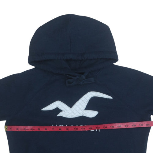 Hollister Men's Blue Pullover Hoodie M Embroidered Logo Fleece