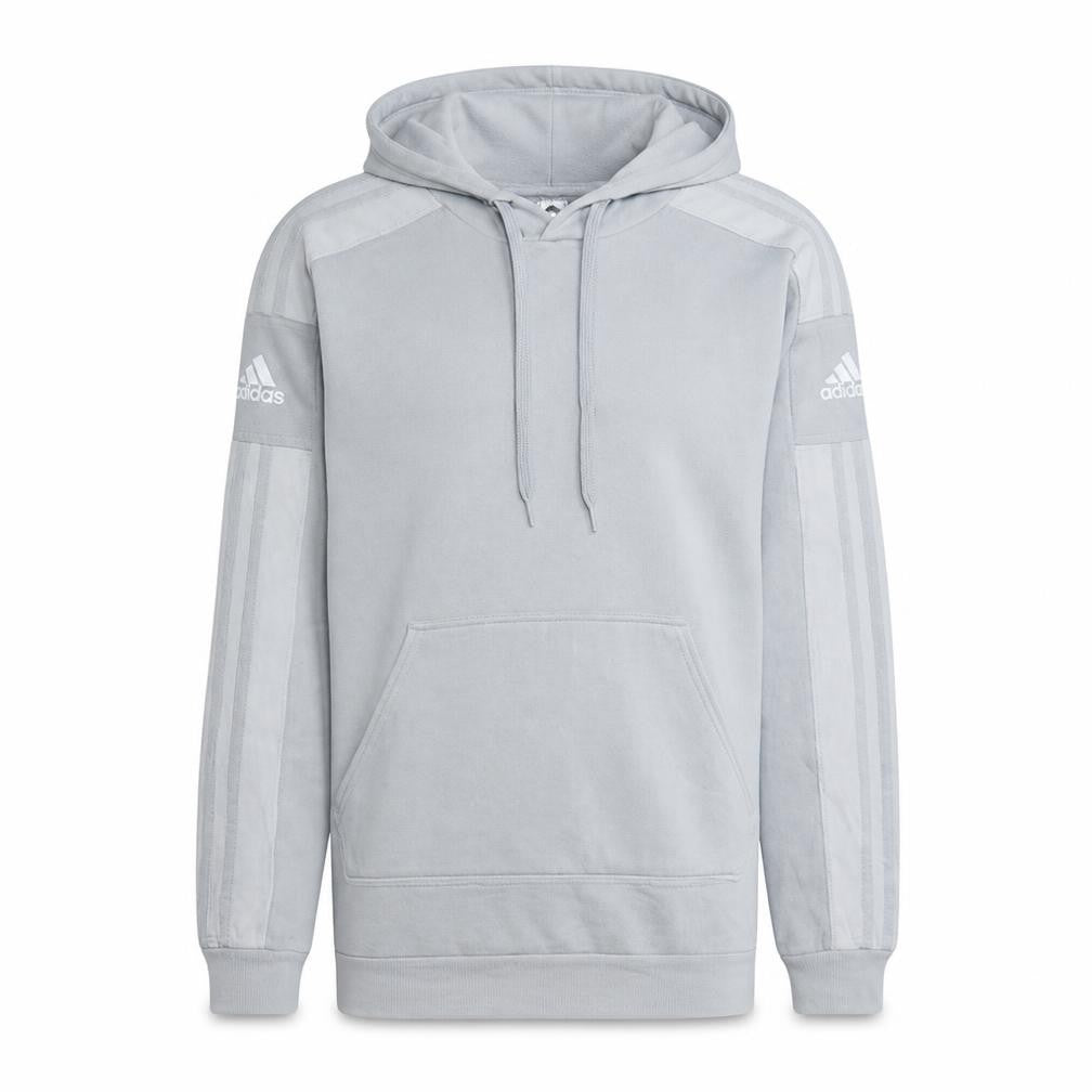 Front view of Adidas Men’s Grey Pullover Hoodie Fleece Lined, size M