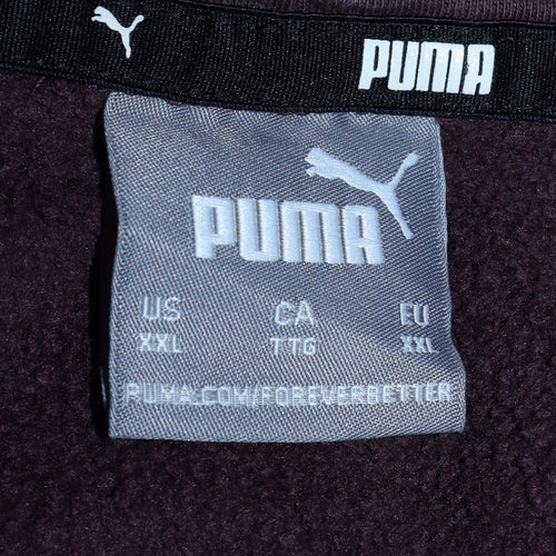 Puma Men's Brown Pullover Hoodie 2XL Regular Fit Logo Fleece