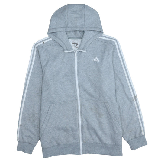 Adidas Men's Grey 2XL Full Zip Hooded Sports Fleece Hoodie