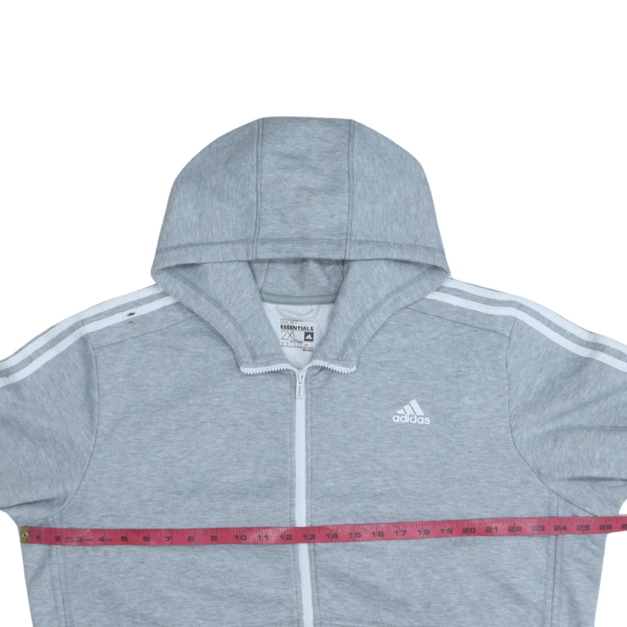 Adidas Men's Grey 2XL Full Zip Hooded Sports Fleece Hoodie