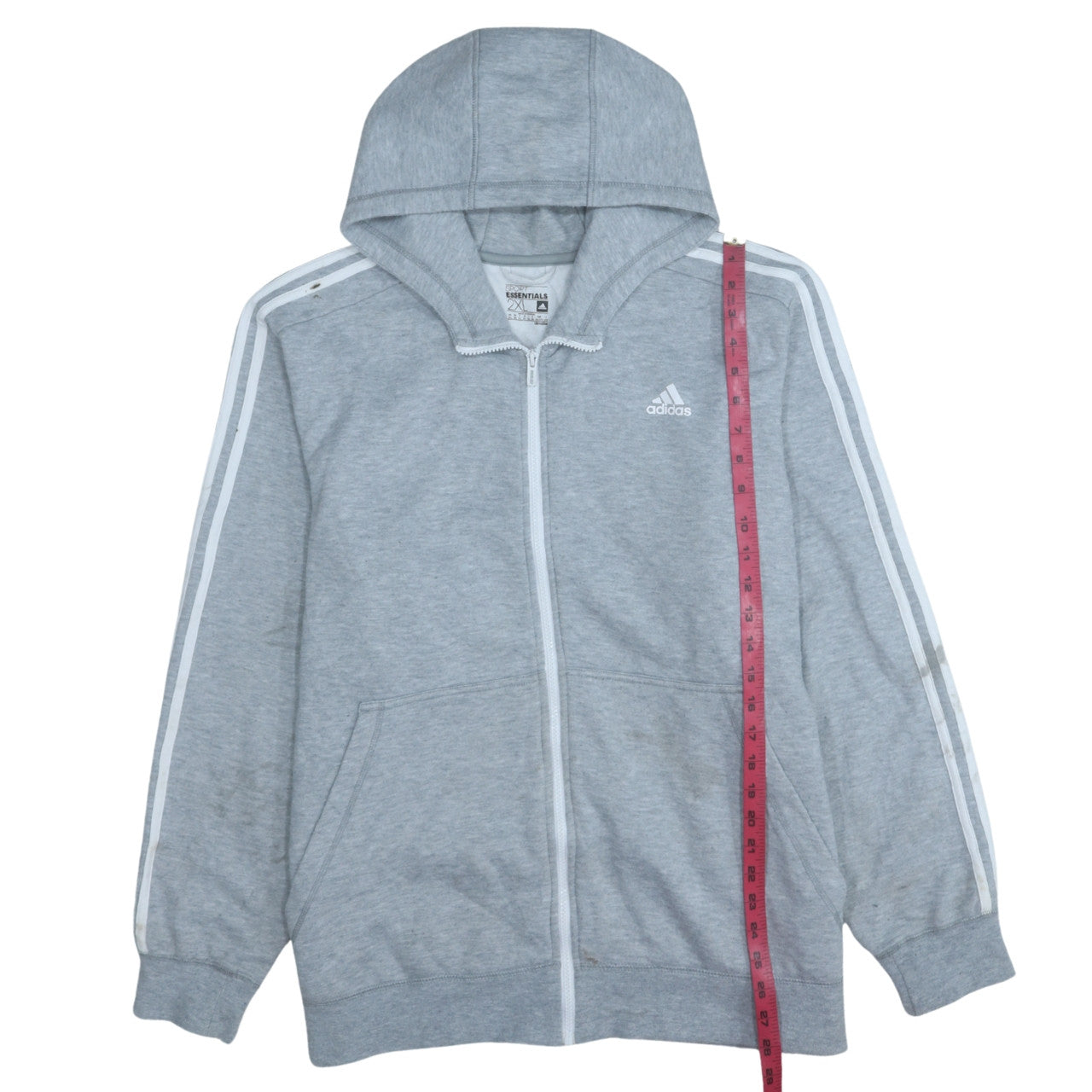 Adidas Men's Grey 2XL Full Zip Hooded Sports Fleece Hoodie