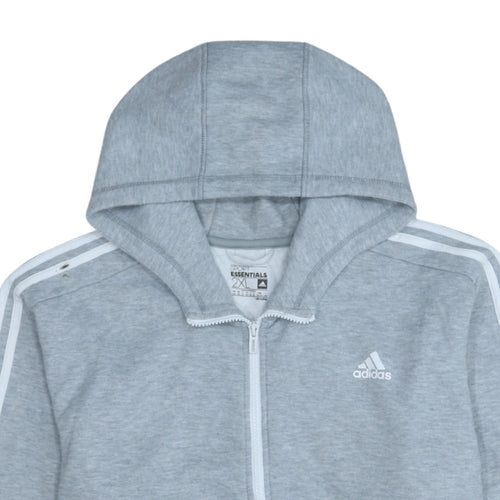 Adidas Men's Grey 2XL Full Zip Hooded Sports Fleece Hoodie