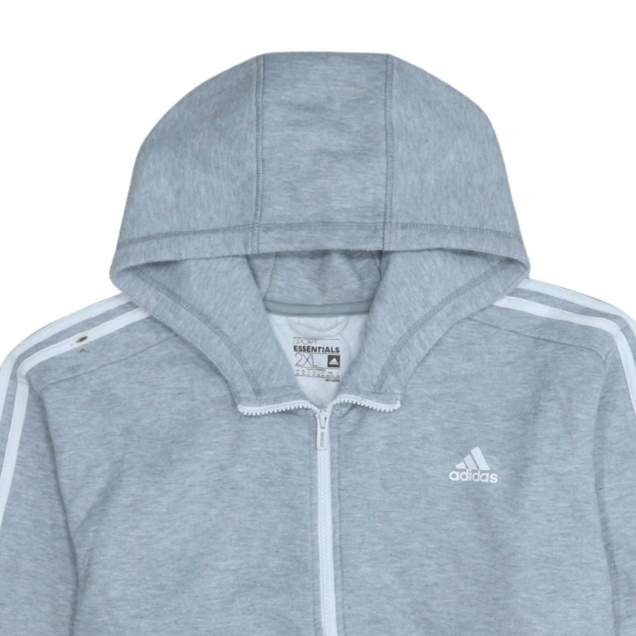 Adidas Men's Grey 2XL Full Zip Hooded Sports Fleece Hoodie