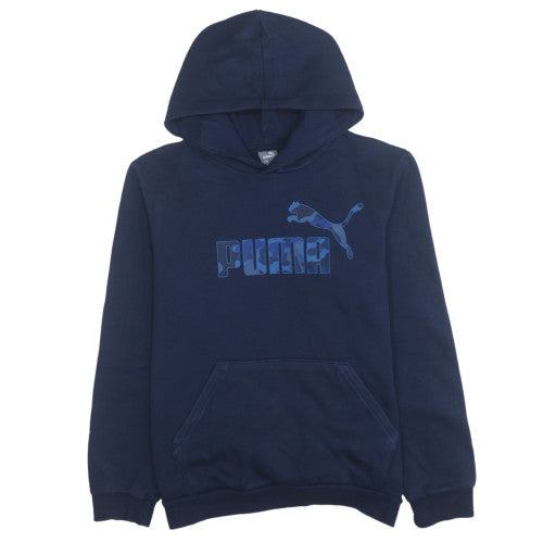 Puma Boys Navy Blue Pullover Hoodie 13-14 Years Graphic Print Cotton Blend