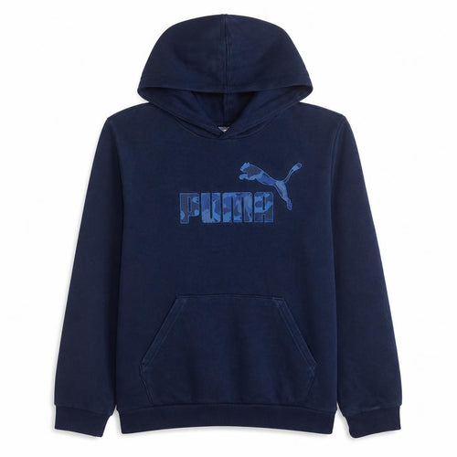 Puma Boys Navy Blue Pullover Hoodie 13-14 Years Graphic Print Cotton Blend