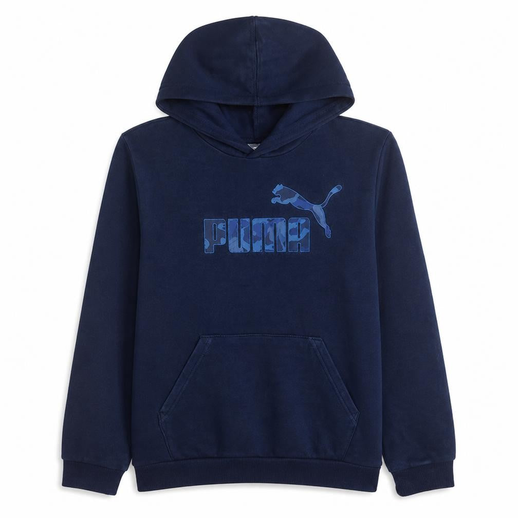 Puma Boys Navy Blue Pullover Hoodie 13-14 Years Graphic Print Cotton Blend