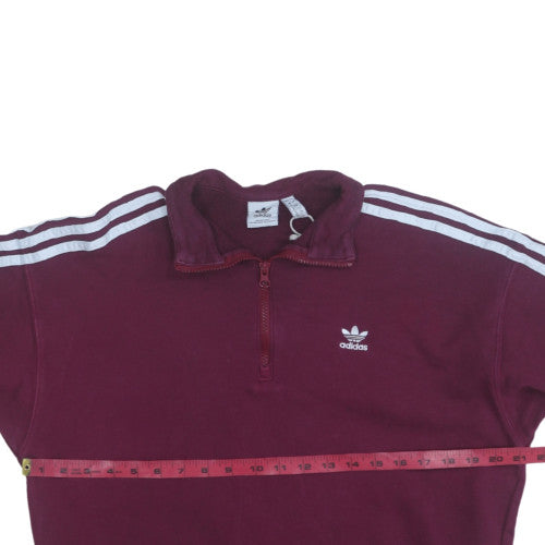Adidas Women Burgundy 1/2 Zip Sweatshirt Size 12 UK Cotton Blend