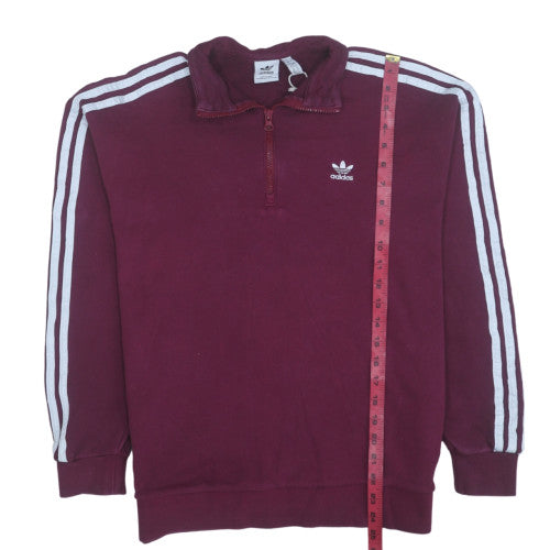 Adidas Women Burgundy 1/2 Zip Sweatshirt Size 12 UK Cotton Blend