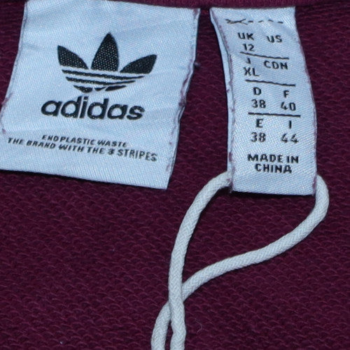 Adidas Women Burgundy 1/2 Zip Sweatshirt Size 12 UK Cotton Blend