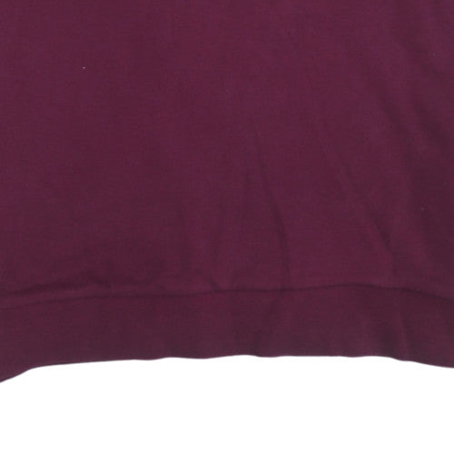 Adidas Women Burgundy 1/2 Zip Sweatshirt Size 12 UK Cotton Blend