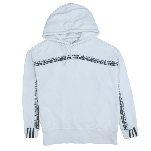 Adidas Womens White Hoodie Size 10 Pullover Long Sleeve Trefoil Logo