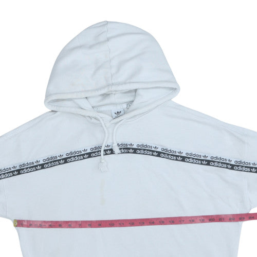 Adidas Womens White Hoodie Size 10 Pullover Long Sleeve Trefoil Logo