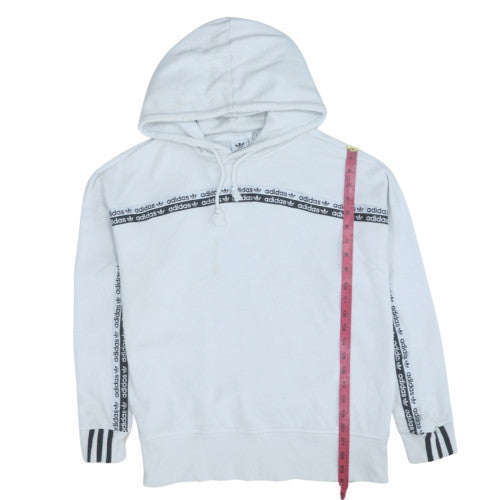 Adidas Womens White Hoodie Size 10 Pullover Long Sleeve Trefoil Logo