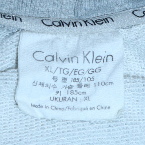 Calvin Klein Men's Grey XL Pullover Sweatshirt Crew Neck Logo Hem