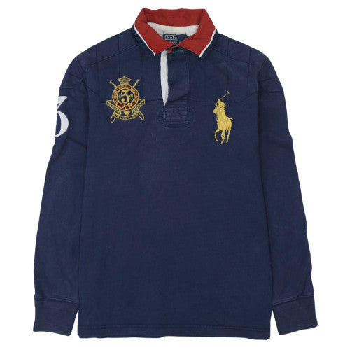 Ralph Lauren Men's Blue Long Sleeve Custom Fit Polo Shirt M