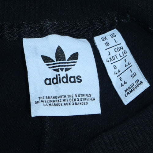 Adidas Womens Black Pink Logo Crew Neck Sweatshirt Size L 18