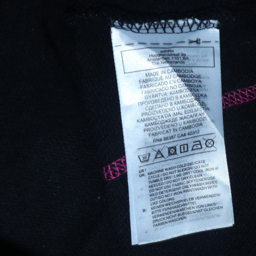 Adidas Womens Black Pink Logo Crew Neck Sweatshirt Size L 18