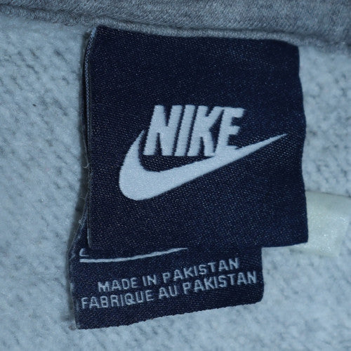 Nike Men's Grey Pullover Hoodie Cotton Blend Logo Sweatshirt L