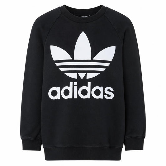 Front view of Adidas women’s black xs crew neck pullover sweatshirt