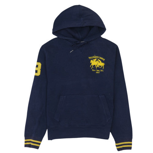 Ralph Lauren Men's Blue Pullover Hoodie M Fleece Classic Logo
