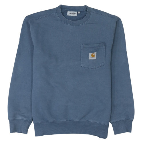 Carhartt Men's Blue Small Pullover Sweatshirt with Logo Pocket