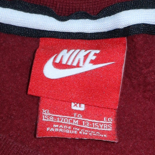 Nike Boys Red Pullover Sweatshirt XL 13-15 Years Logo Crew Neck Fleece