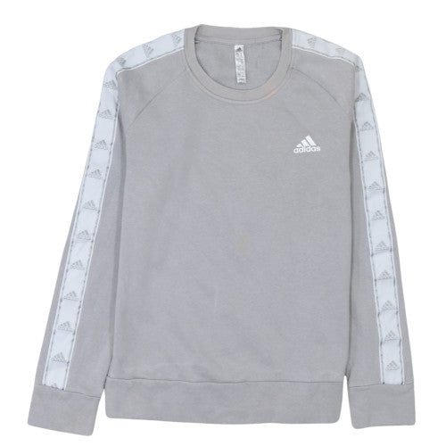 Adidas Women Grey Crew Neck Long Sleeve Sweatshirt Size 12-14