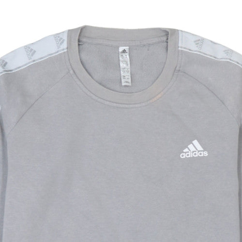 Adidas Women Grey Crew Neck Long Sleeve Sweatshirt Size 12-14