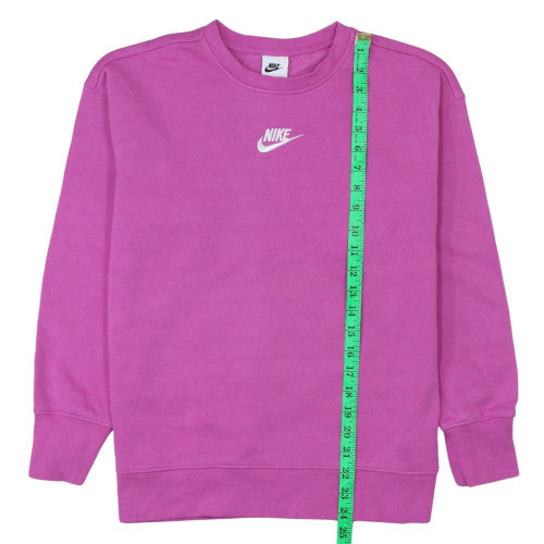Nike Girls Pink Logo Pullover Sweatshirt L Fleece Crew Neck