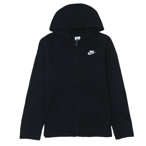 Nike Boys Black Full Zip Hoodie XL (158-170cm) Fleece Lined Sweatshirt